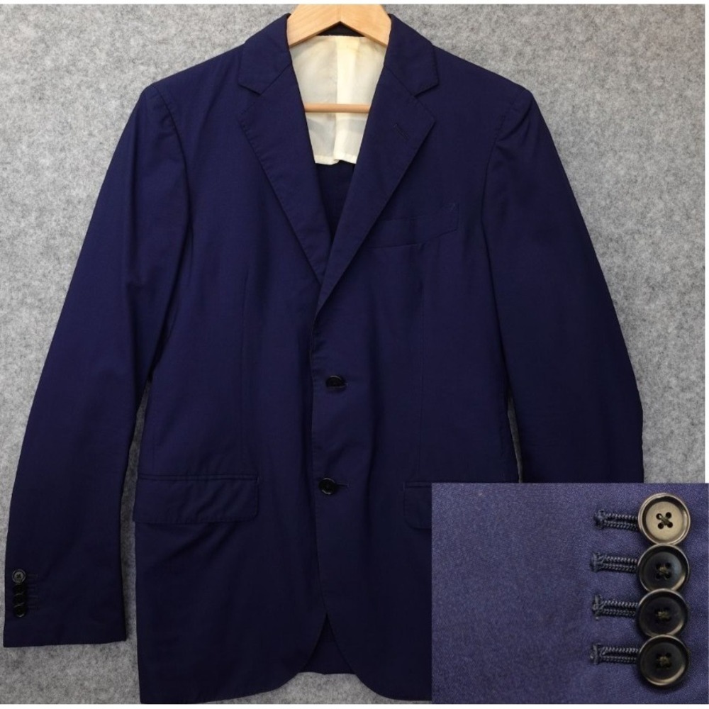 Loro Piana Super 150s Blazer Mens 34S Blue SLIM Surgeon Cuff Jacket TOMORROWLAND